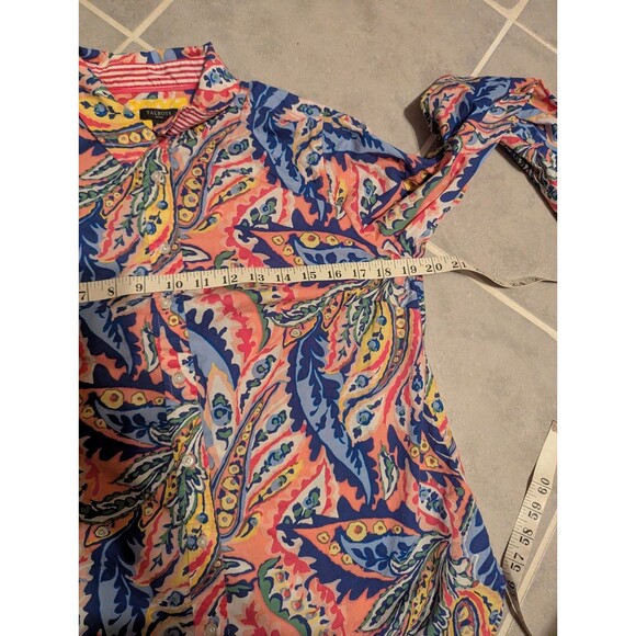 Talbots Cotton Button Front Shirt -Botanical Paisley Long sleeve.size M - Picture 12 of 14